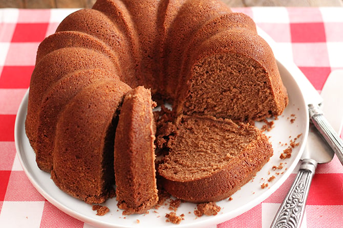 Top view of Nana's Chocolate Pound Cake