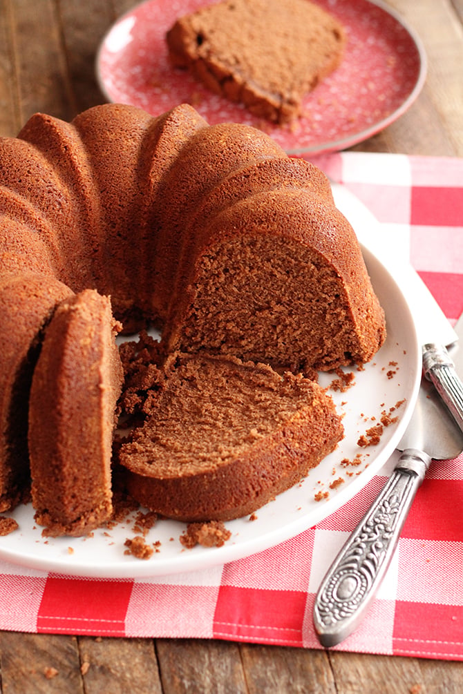 Nana's Chocolate Pound cake with slices