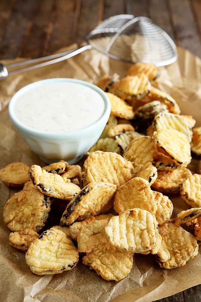 Fried Dill Pickles with dip