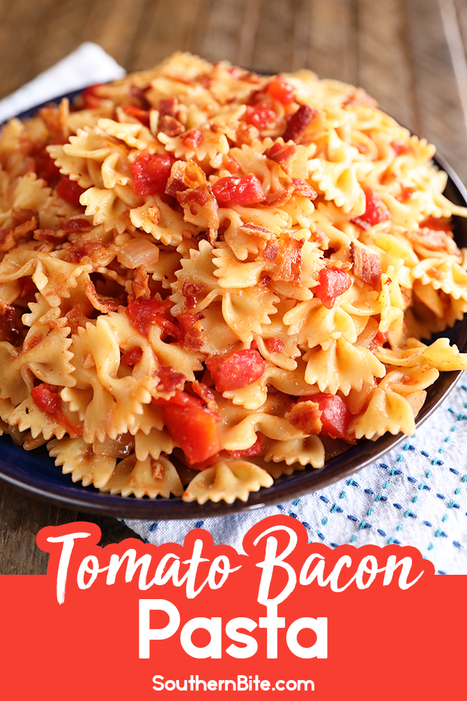 Tomato Bacon Pasta for Pinterest