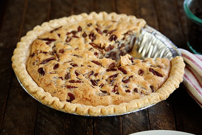 Kentucky Pecan Pie with slice missing