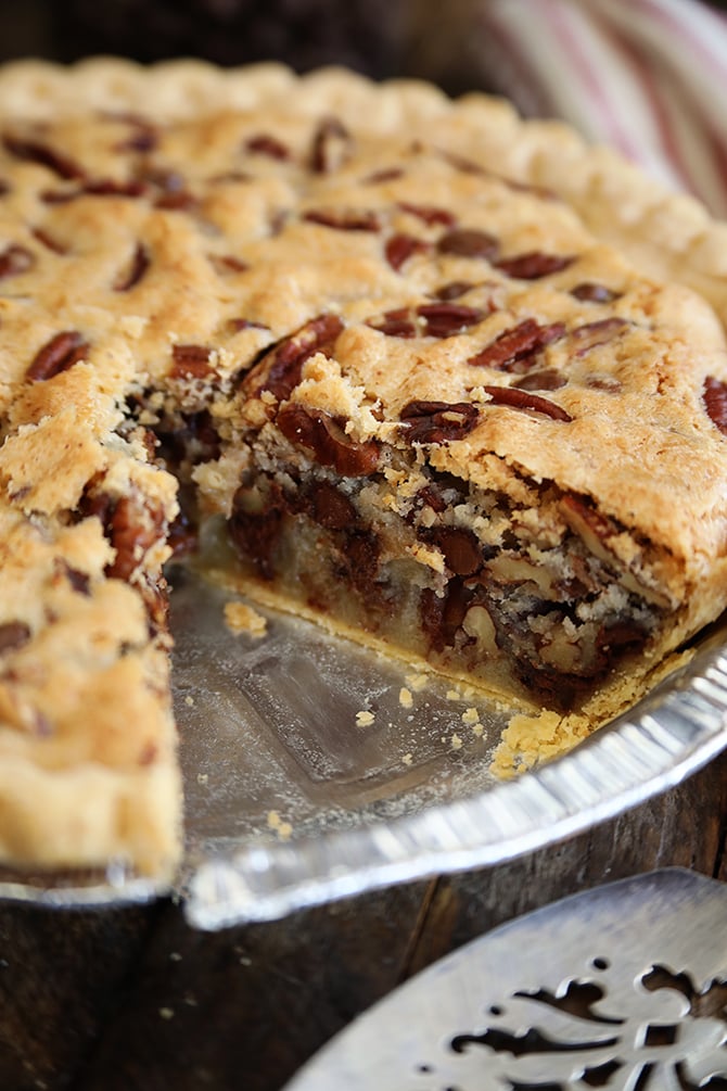Kentucky Pecan Pie with slice missing
