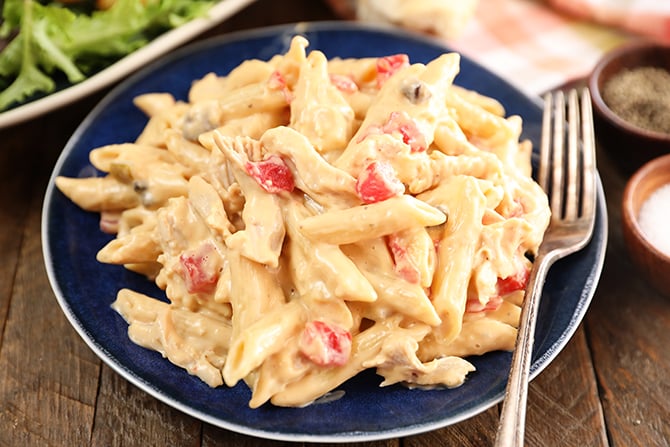 Plate full Easy Stovetop Chicken Spaghetti