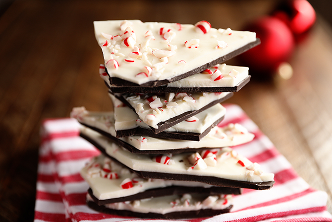 Peppermint Bark pieces on towel