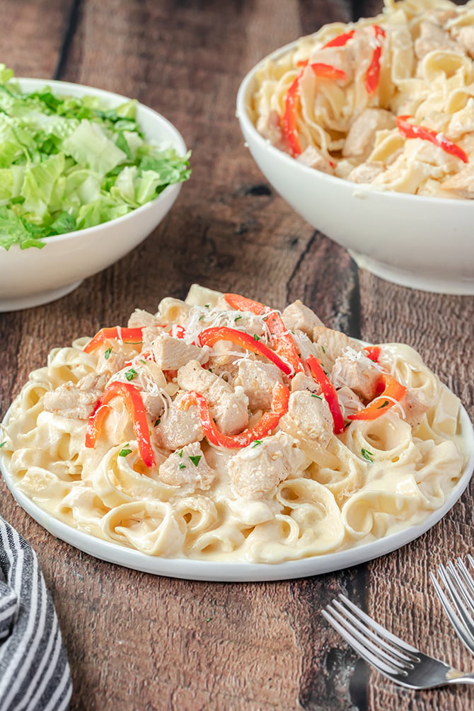 Chicken Fettuccine Alfredo on a plate