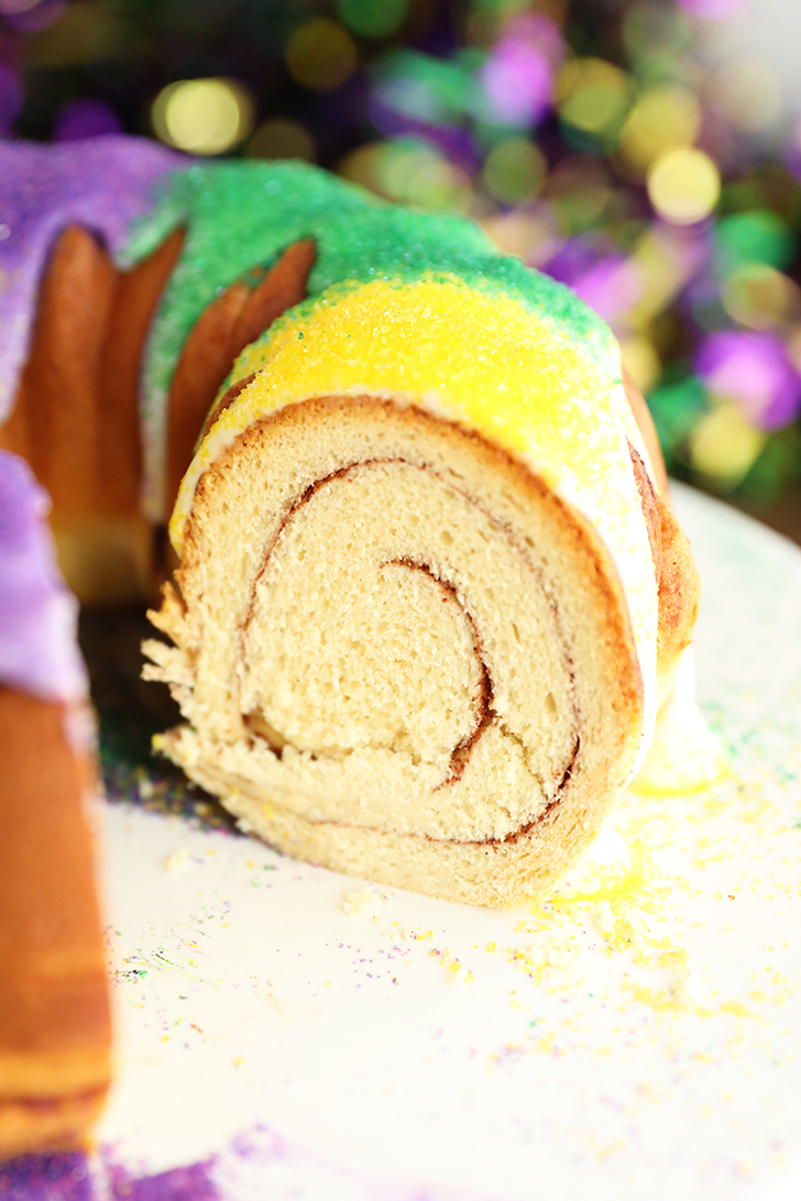 Cross-section view of Shortcut King Cake.