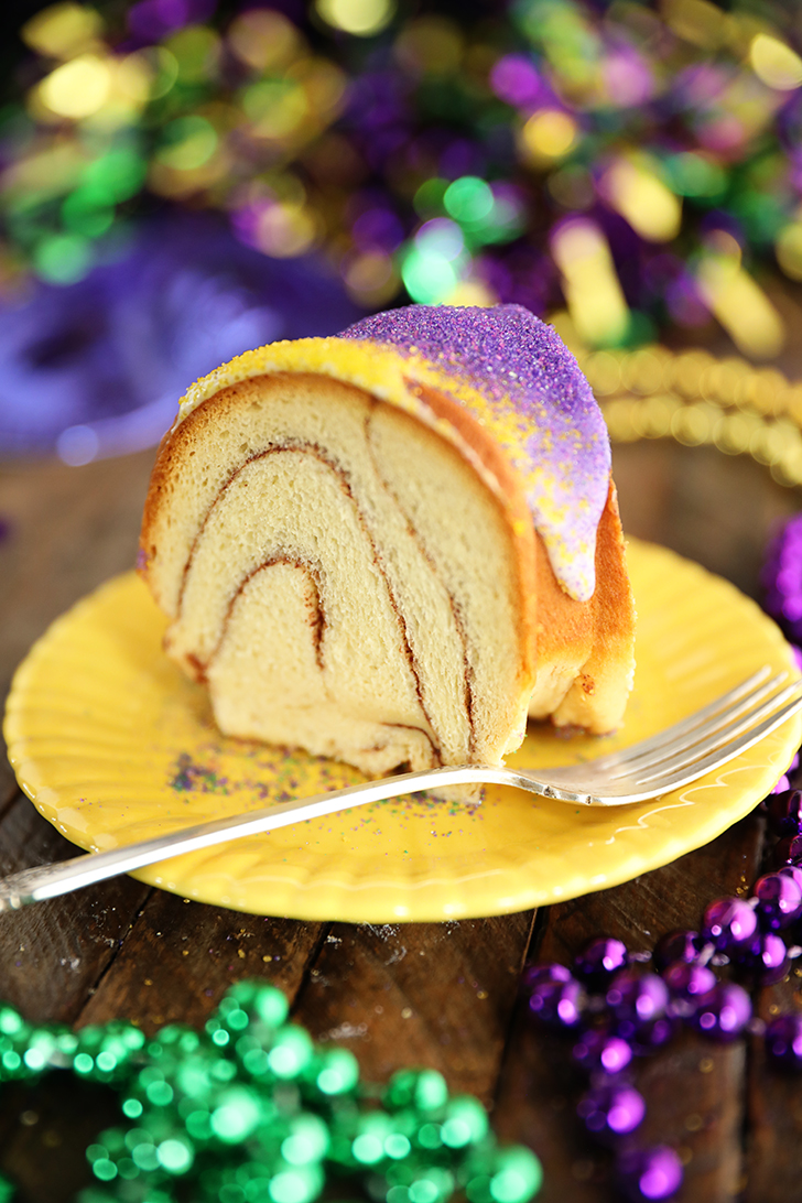 Slice of Shortcut King Cake.