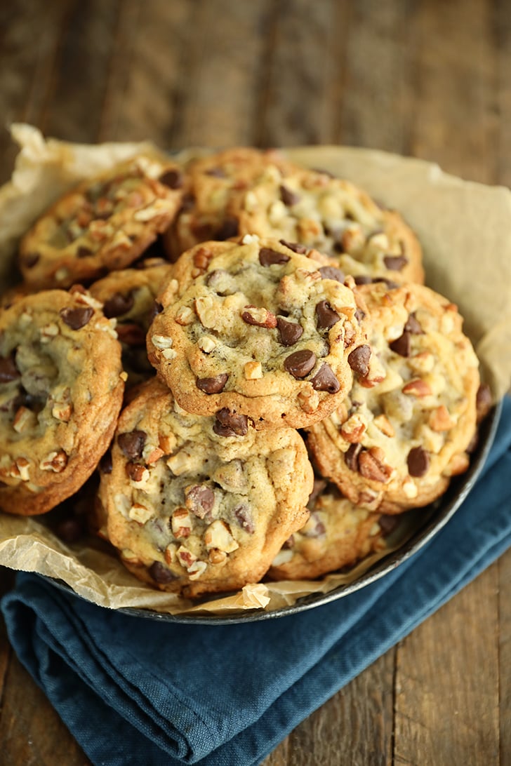 Chocolate Chip Pecan Cookies on a tray.