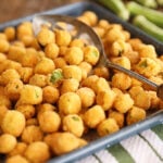 Fried Okra on a sheet pan