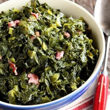 Collard Greens in a blue bowl