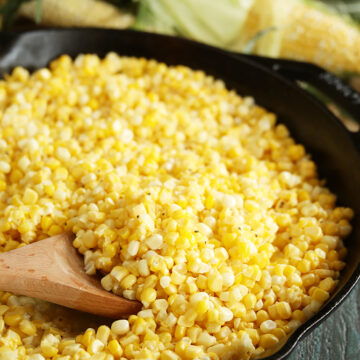 Fried corn in cast iron skillet