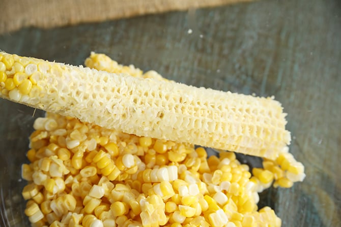 Fresh corn cut off cob and scraped