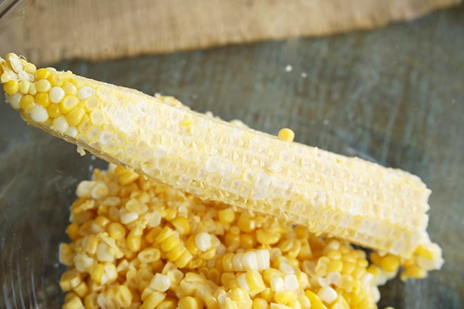 Fresh corn cut off the cob
