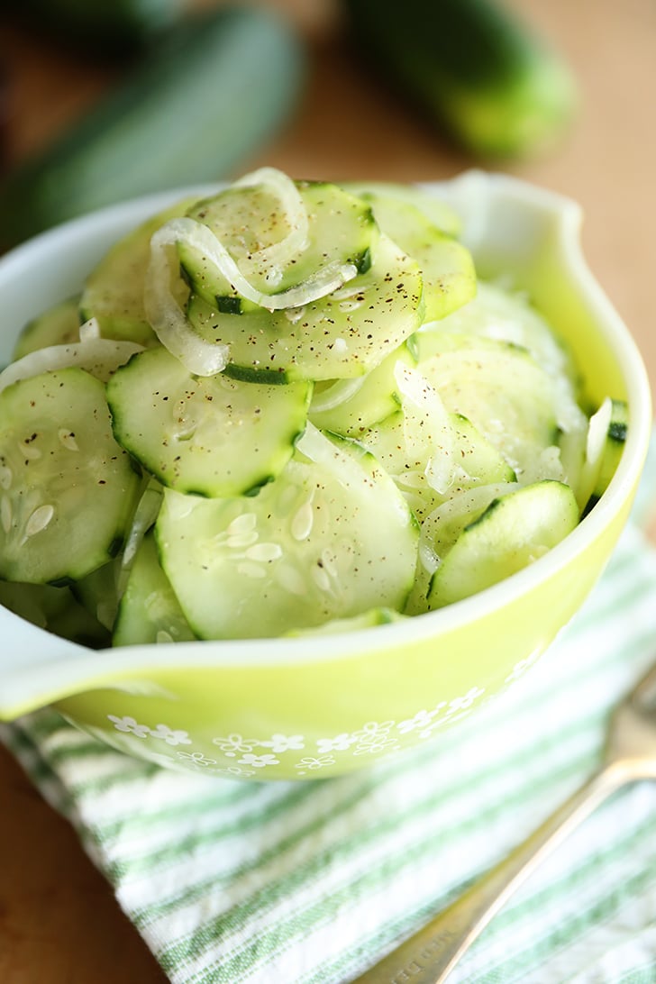Simple Cucumber and Onion Salad in a bowl.
