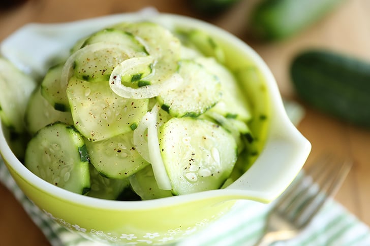 Simple Cucumber and Onion Salad in a bowl.