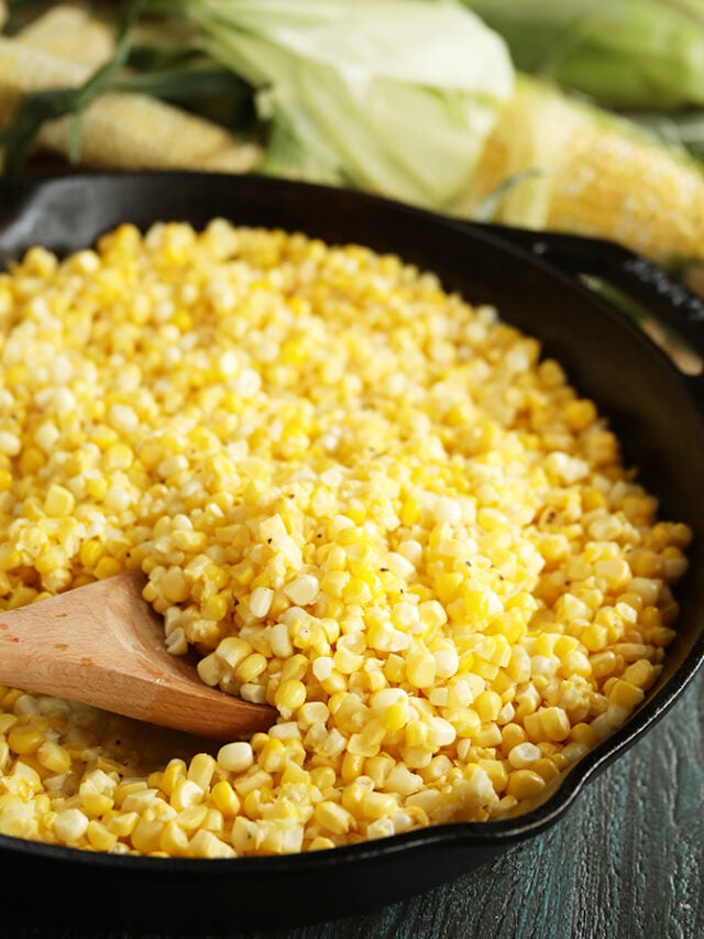Fried corn in cast iron skillet