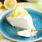 Slice of Lemonade Pie being eaten with fork