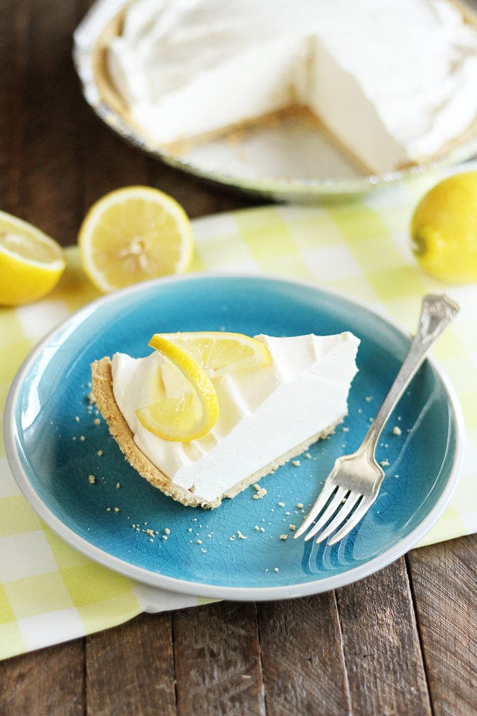 Lemonade Pie with slice missing