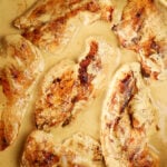 Seared chicken breasts in cream cheese pan sauce