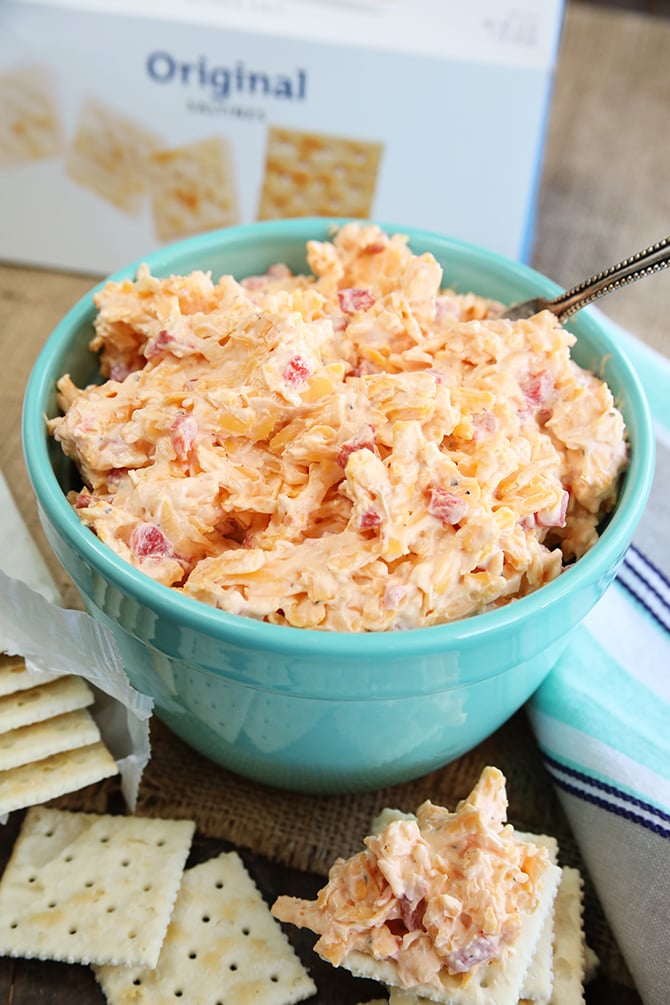 Pimento Cheese with saltine crackers