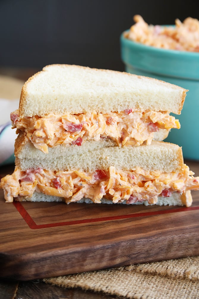 Pimento Cheese sandwich sliced