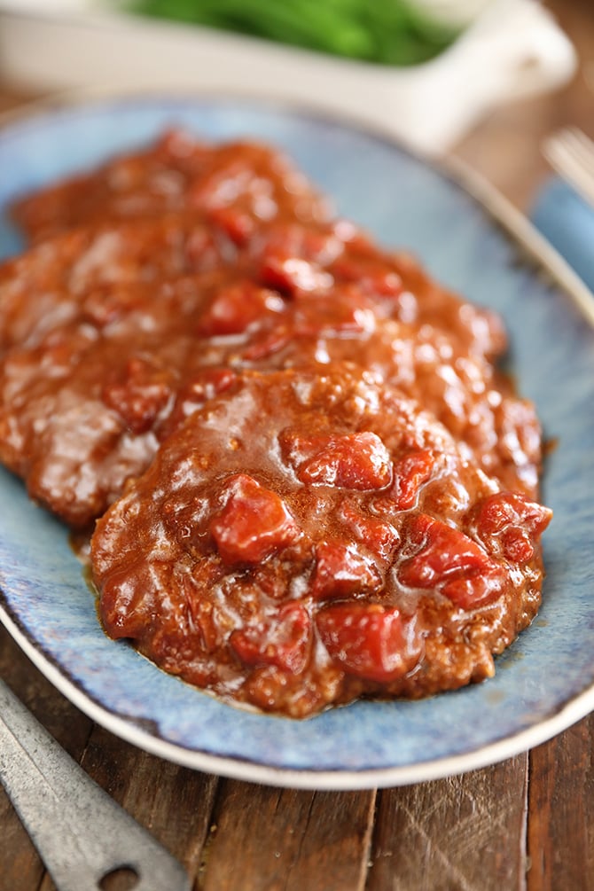 Easy Swiss Steak on a platter