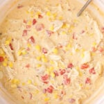 Pot with Chicken Corn Chowder in it.