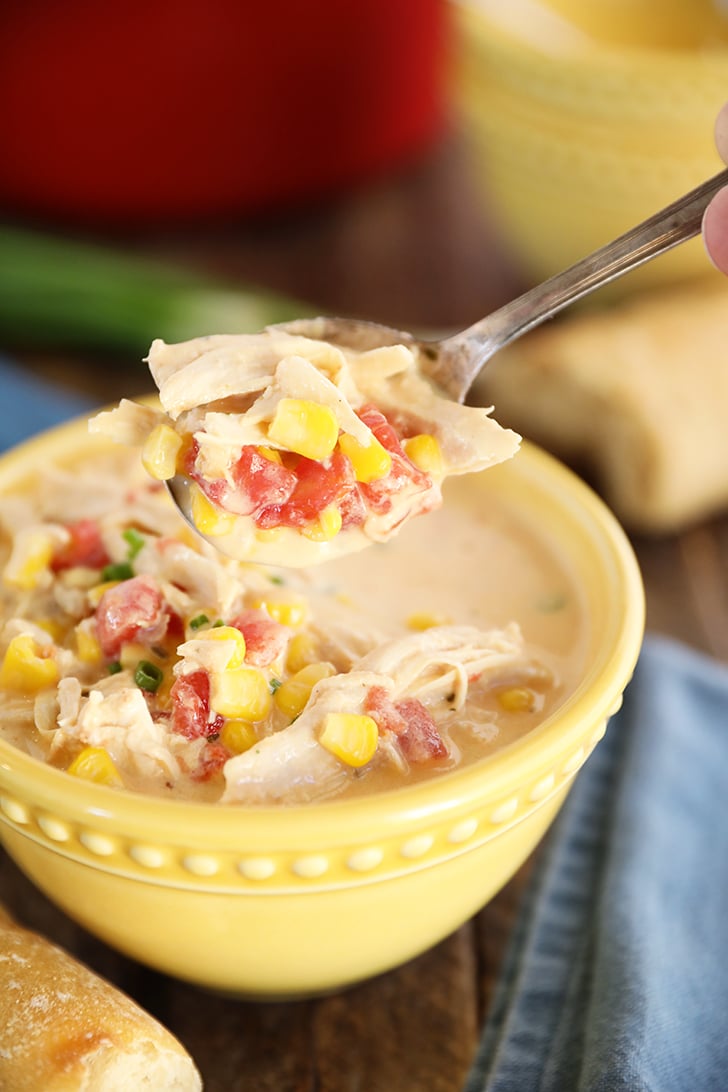 Spoonful of Chicken Corn Chowder.