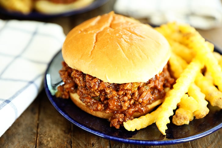 Homemade Sloppy Joes with french fries.