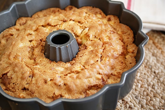 Apple Nut Cake in baking pan