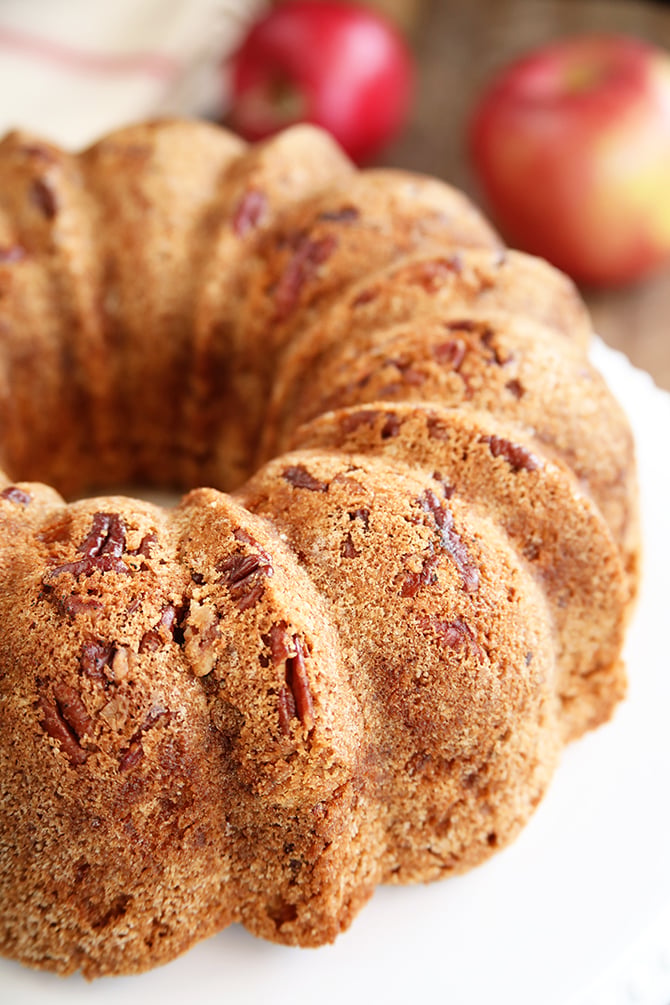 Apple Nut Cake on white plate