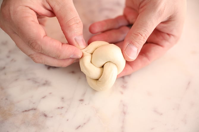 Pinching the dough together