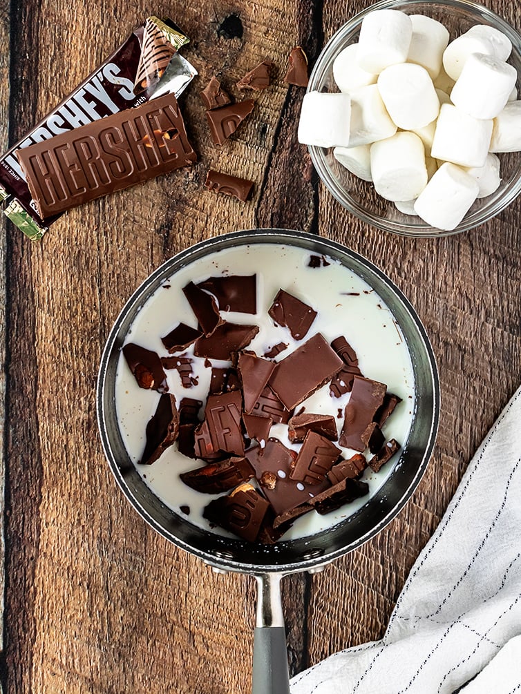 melting chocolate in a pot