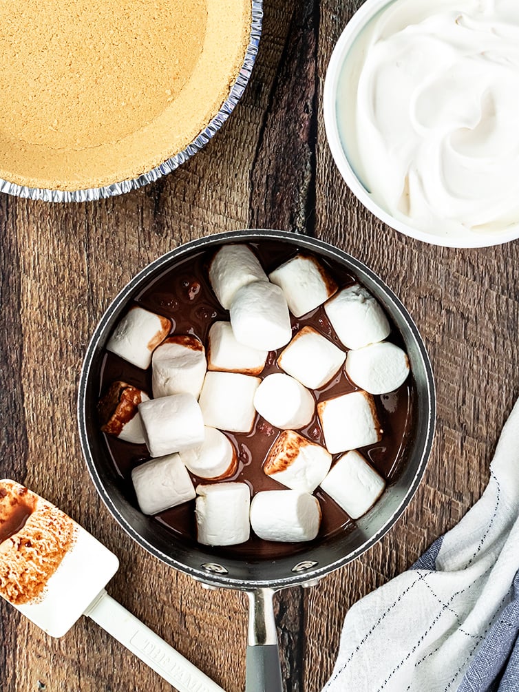 Melting marshmallows in a pot