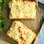 open face egg salad sandwich.