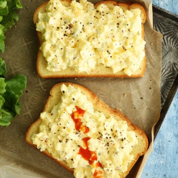 open face egg salad sandwich.