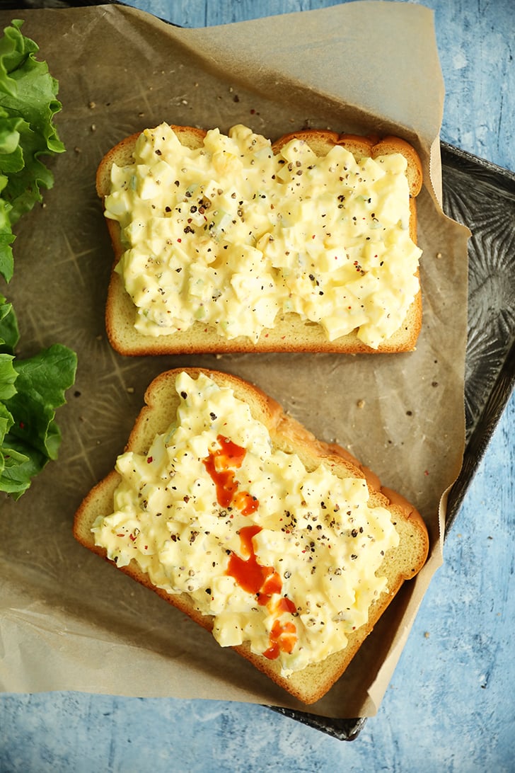 open face egg salad sandwich.