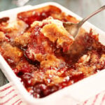 Strawberry Cobbler on White and red towel