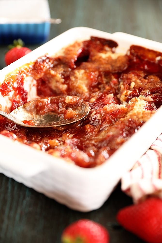 Serving Strawberry Cobbler