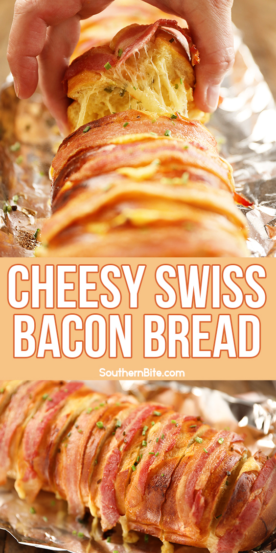 Cheesy Swiss Bacon Bread - Image for Pinterest
