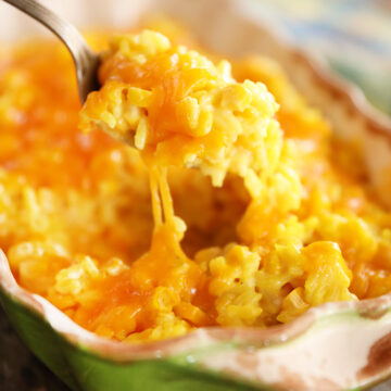 Spoonful of Cheesy Corn and Rice Casserole