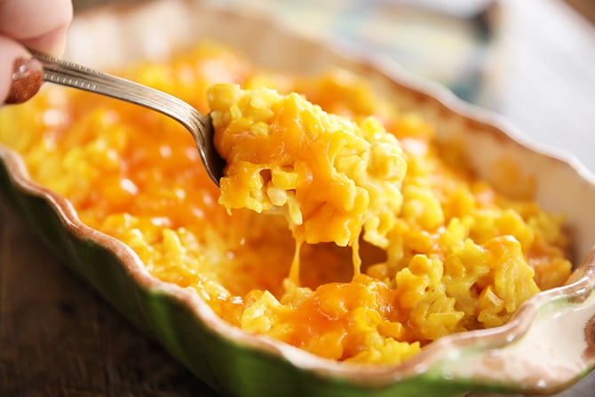 Spoonful of Cheesy Corn and Rice Casserole