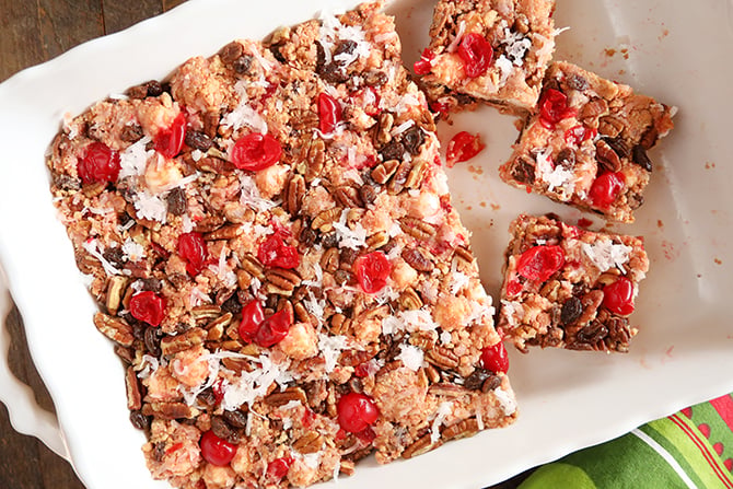 Icebox Fruitcake in baking dish