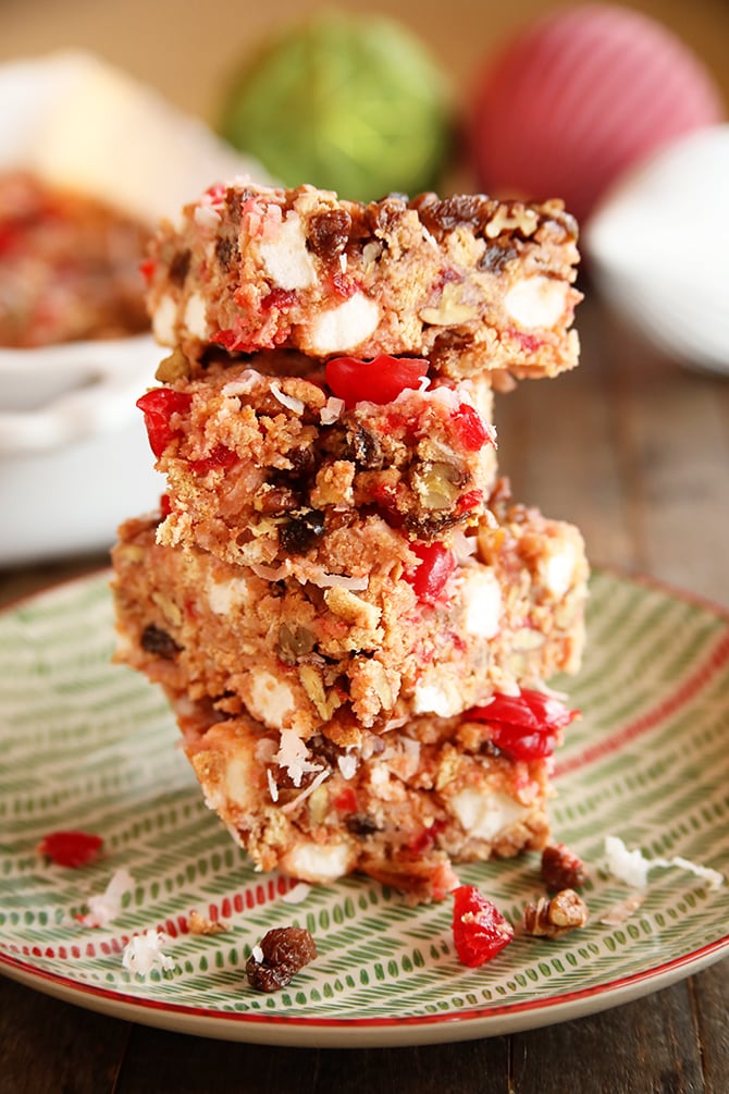 Stack slices of Icebox Fruitcake