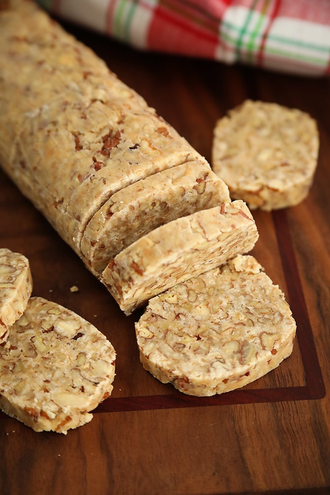 slices of Nana's 3-Ingredient Pecan Log