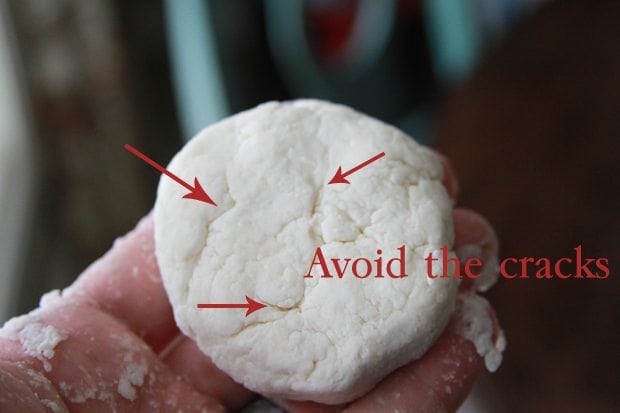 Formed biscuit with cracks