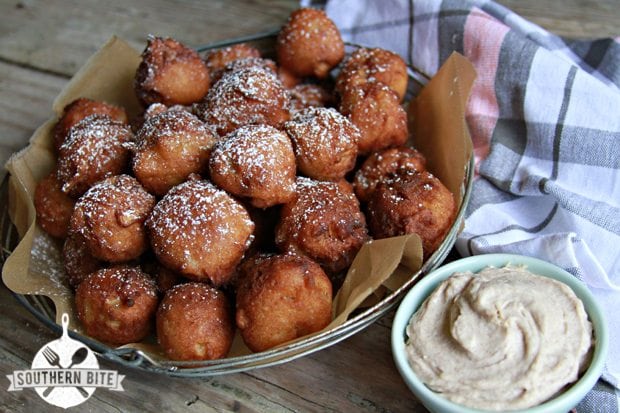 Easy Apple Fritters with Honey Cinnamon Cream Cheese
