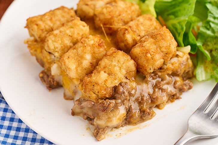 Single portion of Tater Tot Casserole.