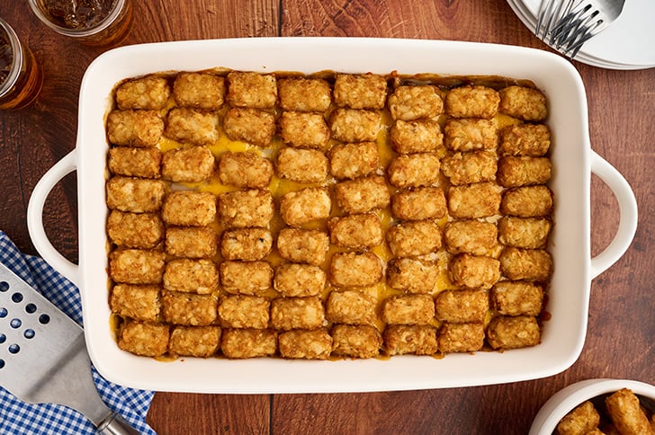 Overhead view of entire Tater Tot Casserole.