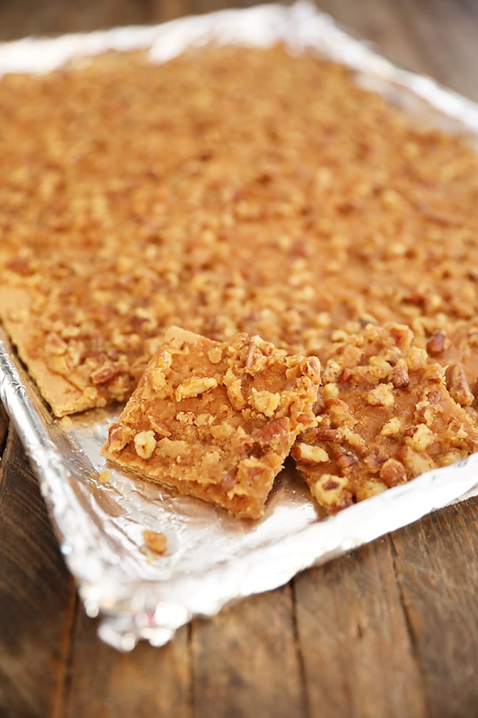Easy Graham Cracker Toffee on a sheet pan